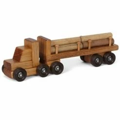 Promo ❤️ Remley Kids Wooden Log Trailer Truck Playset w/ Logs 🥰