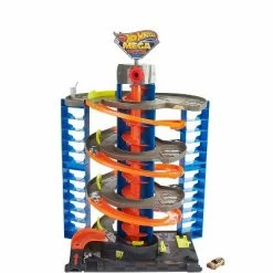 Discount ❤️ Hot Wheels City Mega Garage Playset and Track with 1:64 Scale Toy Car, Corkscrew Elevator, and Storage for Over 60 Cars, for Kids Ages 4 and Up 🔥