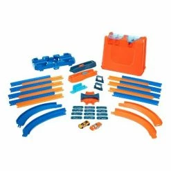 Best deal 😍 Hot Wheels Toy Car Track Builder Deluxe Stunt Box Play Set with 36 Pieces, Connectors, Curves, 15 Feet of Track, and 2 Cars, Multicolor 🌟