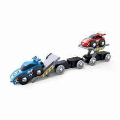 Cheap ๐ Hape Wooden 6 Piece Race Car Transporter Play Set with Foldable Ramps, Magnetic Couplers, and Driver Figurine for Kids Ages 3 and Up, Multicolor ๐
