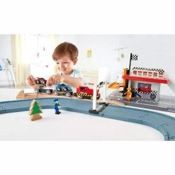 Cheap 😉 Hape Wooden 6 Piece Race Car Transporter Play Set with Foldable Ramps, Magnetic Couplers, and Driver Figurine for Kids Ages 3 and Up, Multicolor 🔔 -Action Figure Playsets Shop unnamed file 952